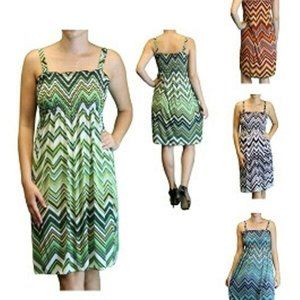 American Fashion Jr. Chevron S/M Pattern Flat Strap Mint Multi Sundress
